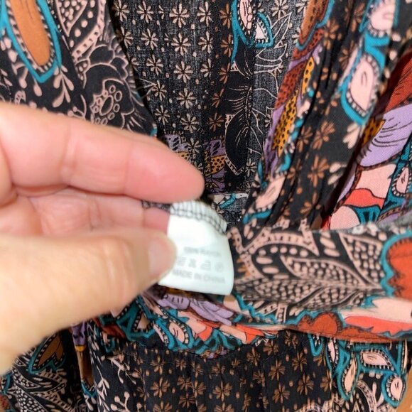 JAASE Maxi Wrap Dress Size Medium Purple Haze Multicolor Bohemian Floral Rayon - Picture 4 of 15